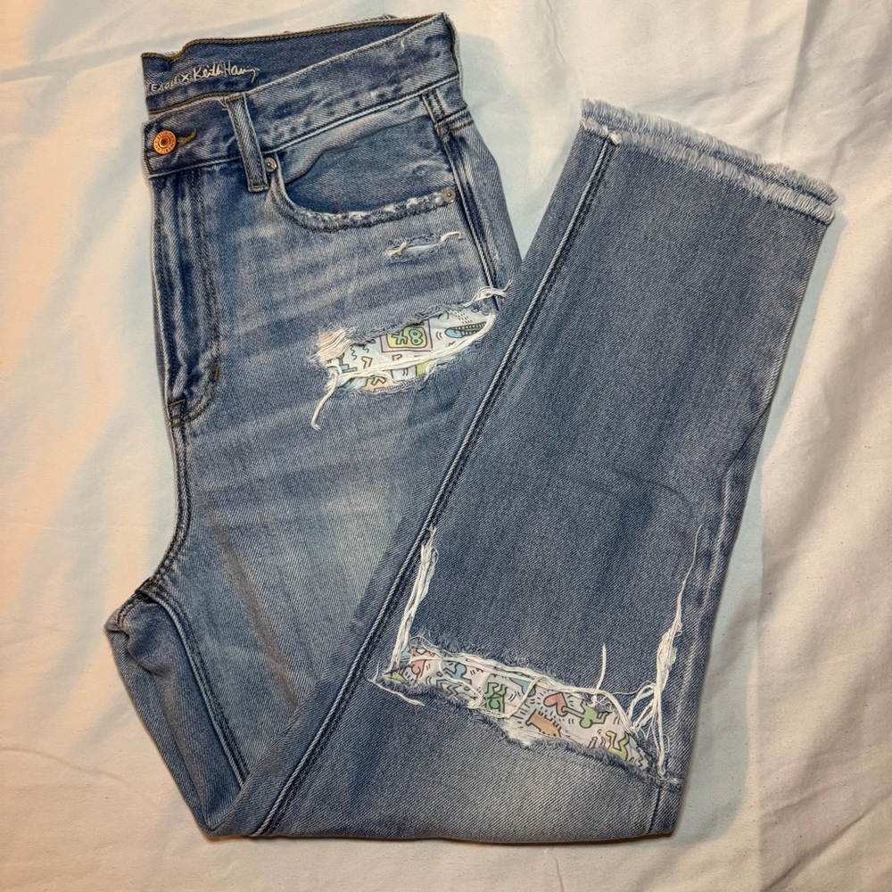American Eagle Outfitters x Keith Haring Women’s Distressed Mom Jeans